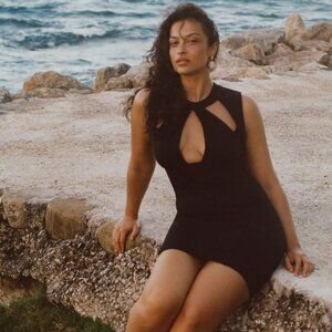 Chic Black Mini Dress, Anthropologie Maeve Structured Cutout Slim Mini Dress